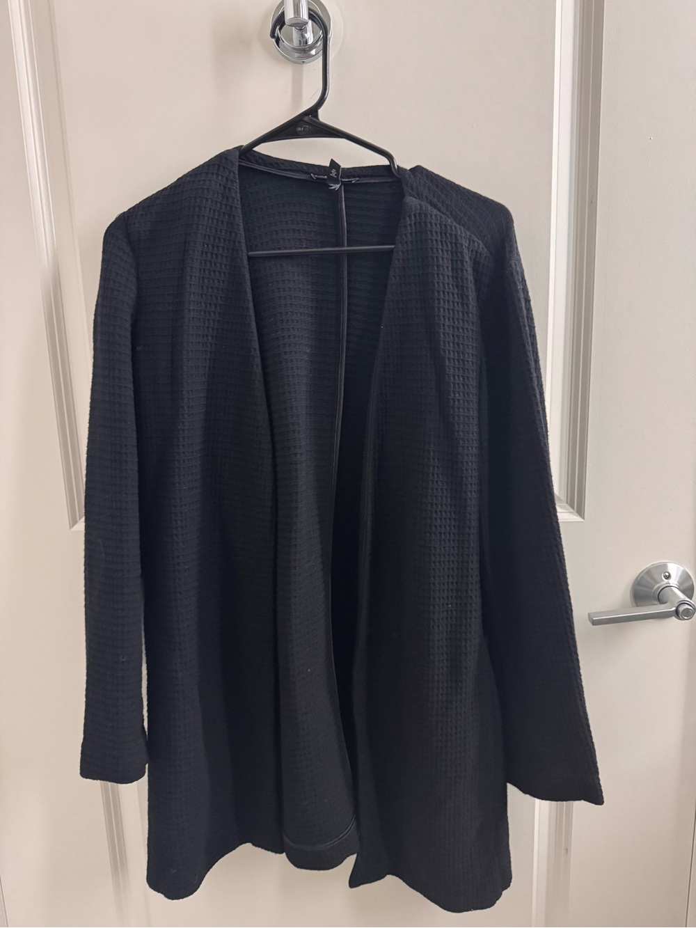 Eileen Fisher Black Open-Front Textured Knit Blazer